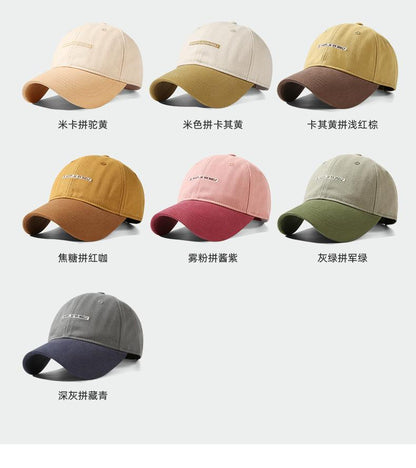 Spring Summer New Pure Cotton Baseball Cap Women Fashion Color-Block Soft Top Duckbill Cap Men Outdoor Casual Versatile Sun Hat