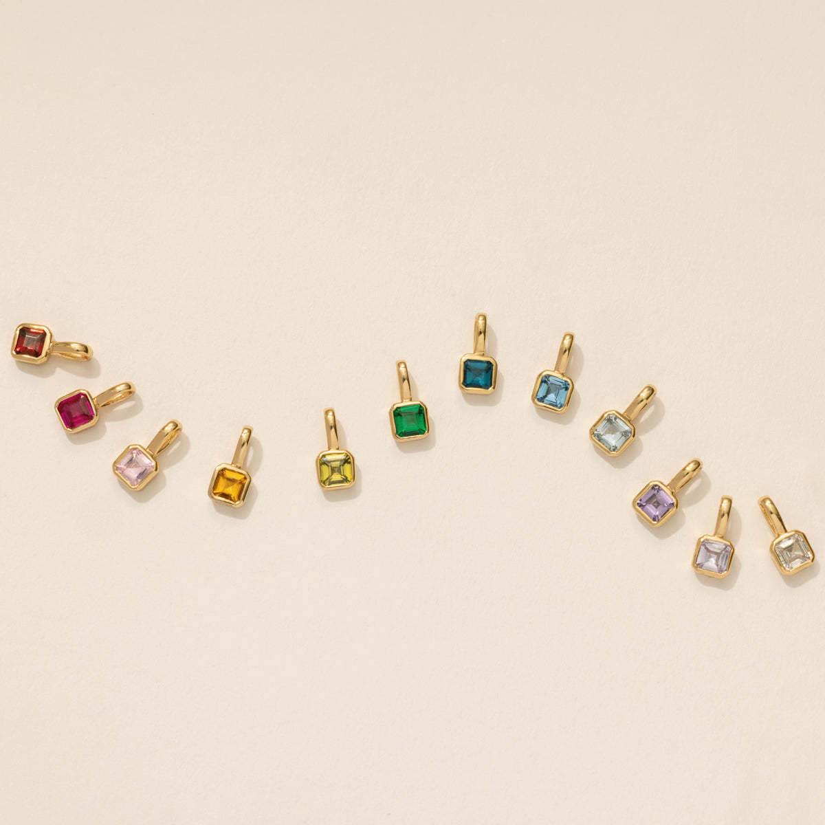 Titanium Steel Color Retention Colorful 12 Birthstone Pendant DIY Accessories Women Twelve Birthstone Cubic Zirconia Pendant Clavicle