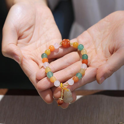 Gold Silk Jade Bracelet Wholesale Drum Beads Pumpkin Beads Gourd Ethnic Style Bracelet Yellow Jade Pixiu Bracelet for Women