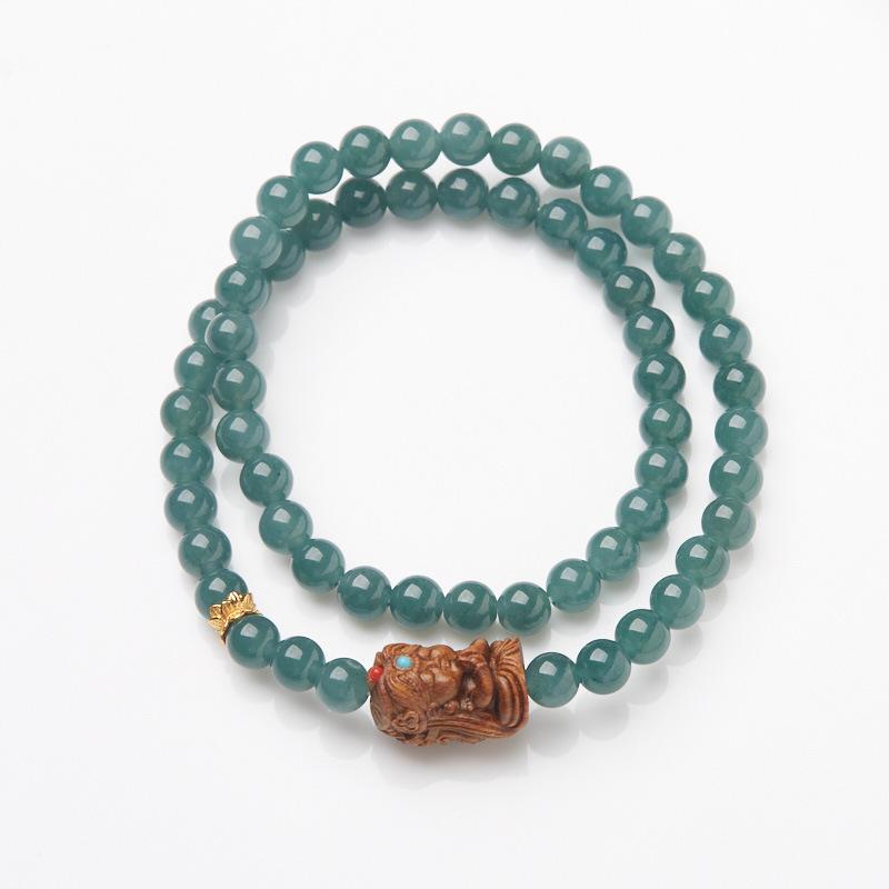 Natural Blue Water Jade Bracelet for Women Zakira Ram New Chinese Style Double Circle Bracelet Zakira Empress Tibetan Style Bracelet