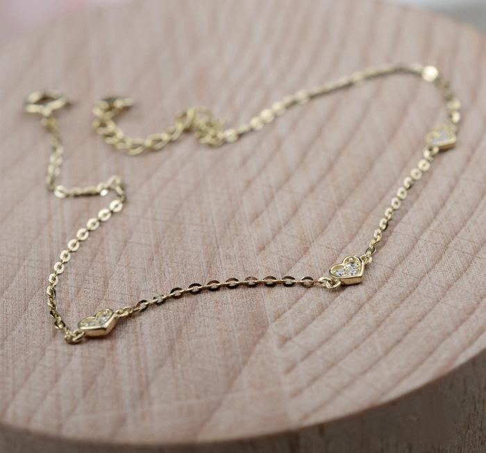 S925 Sterling Silver Gold-Plated Bracelet Hollow Smooth Heart Simple Elegant Petite Bracelet for Women