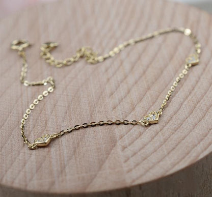 S925 Sterling Silver Gold-Plated Bracelet Hollow Smooth Heart Simple Elegant Petite Bracelet for Women