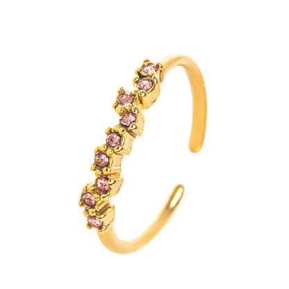 Titanium Steel European and American Style Colorful Zircon December Birthstone Ring Plain Band Ring December Birthstone Color Retention