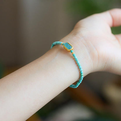 Natural Turquoise Bracelet for Women S925 Silver Inlaid Blue Water Jade Exquisite Texture Bracelet Best Friend Gift