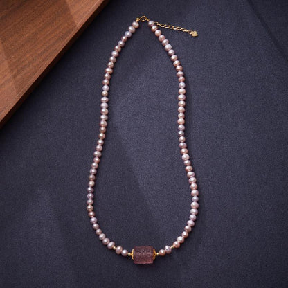 Natural Pearl Necklace for Women Purple Freshwater Pearl Pattern Bracelet High-end Feel Gift for Best Friend