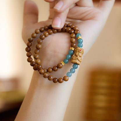 Natural Blue Water Jade Bracelet for Women Zakira Ram New Chinese Style Double Circle Bracelet Zakira Empress Tibetan Style Bracelet