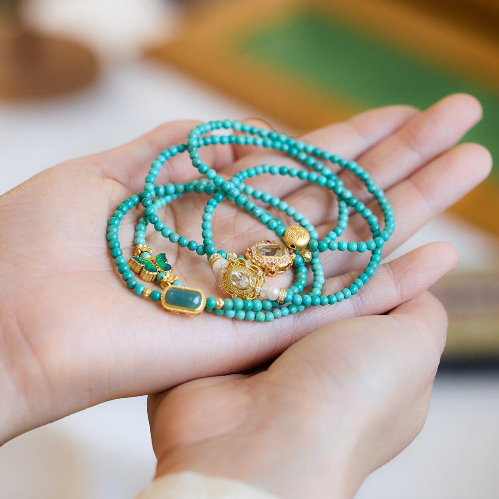 Natural Turquoise Bracelet for Women S925 Silver Inlaid Blue Water Jade Exquisite Texture Bracelet Best Friend Gift