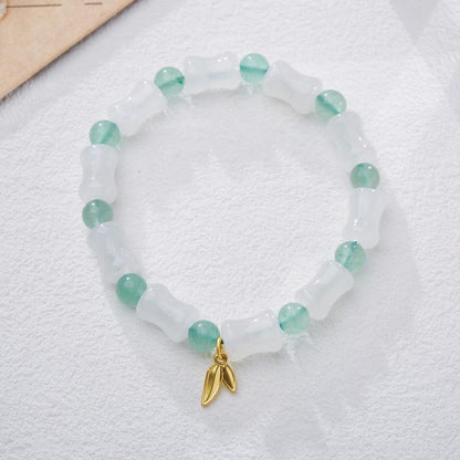 Natural Tianshan Green Bamboo Knot Bracelet Bamboo Knot Wealthy Endless Gold Silk Jade High-end Bracelet Gift for Best Friend
