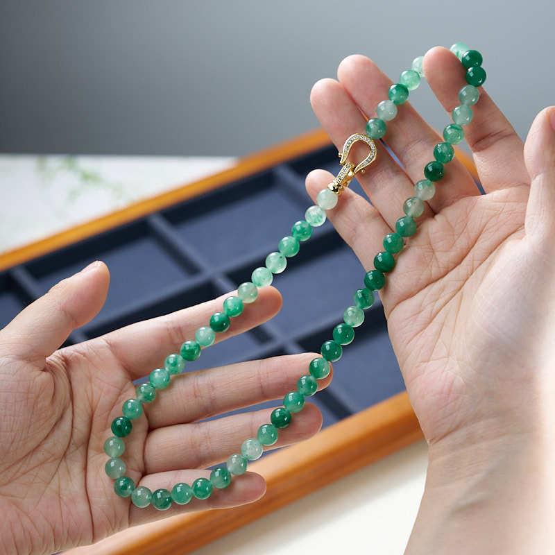 Natural 8MM African Jade Bracelet Neon Jade Necklace Earrings Bracelet Festival Chinese Style Gift