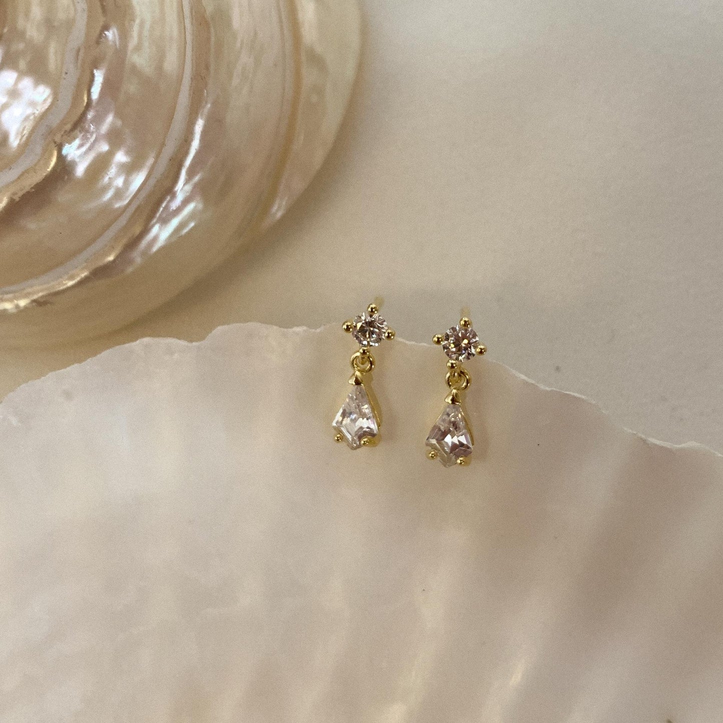 S925 Sterling Silver 14K Gold Plated Mini Earrings for Women Japanese Retro Versatile Commuting Simple Personality Temperament