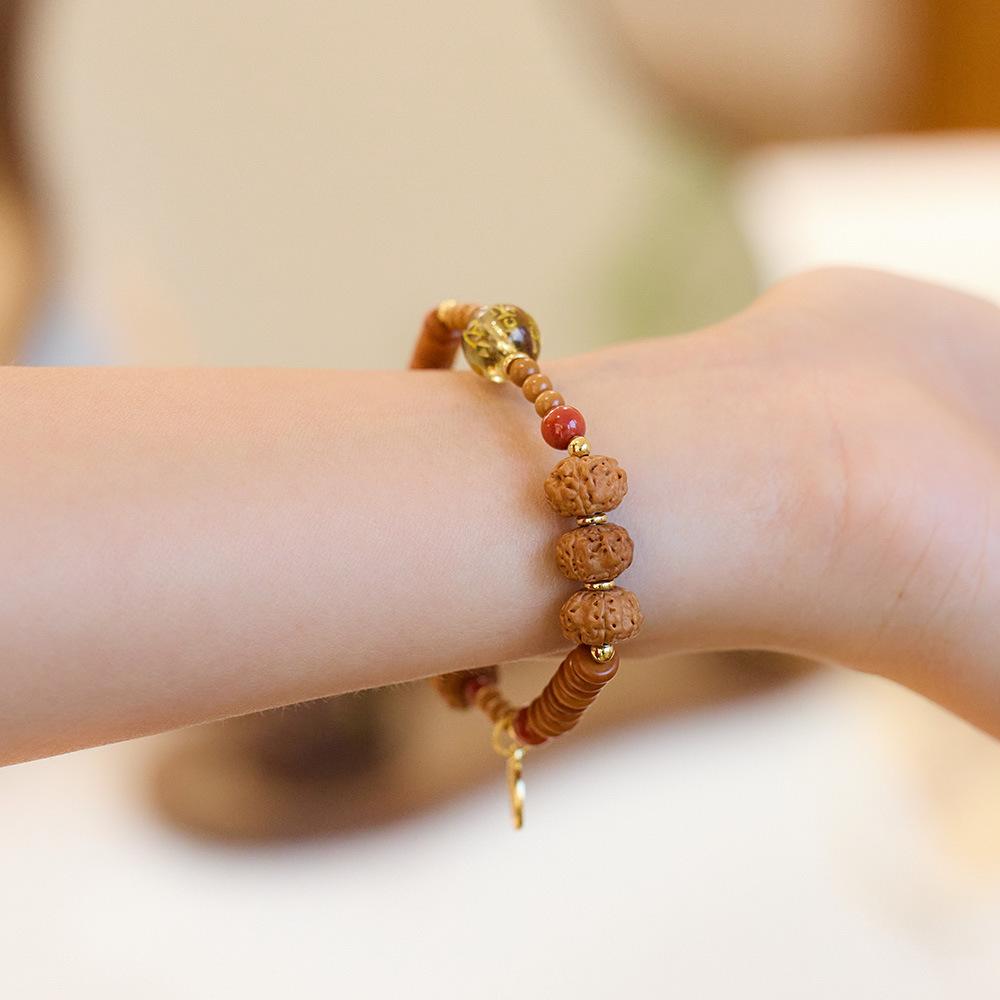 Original Rudraksha Bracelet Olivine Tea Crystal Agate Crystal Couple Bracelet