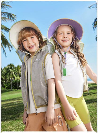 KK Tree Children's Sun Hat UV Protection Boys Girls Wide Brim Sunshade Baby Sun Hat 2025 New Model