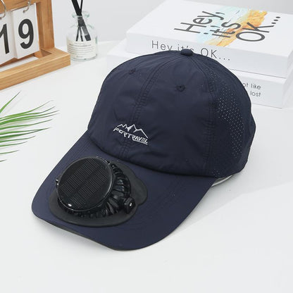 Summer Solar Charging Digital Display Fan Outdoor Quick-Dry Sunshade Sun Protection Wide Breathable Brim Hat Baseball Cap