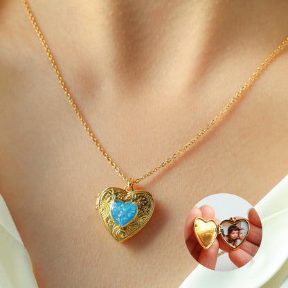 Valentine's Day Design Heart-shaped Pendant Necklace Commemorative Open and Close Heart Pendant Clavicle Chain Copper Plated with 18K Gold