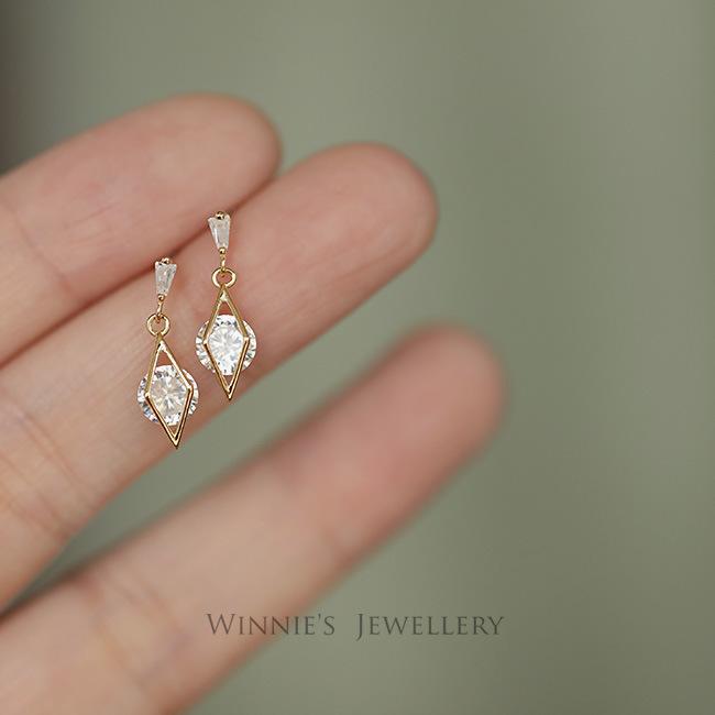 S925 Sterling Silver 14K Gold Plated Earrings Sunlight Radiant Prismatic Simple Elegant Versatile Super Sparkling Zircon Earrings