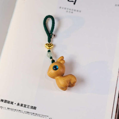 Cute Creative Men and Women Phone Keychain with Deer Pattern Good Luck Safe Journey Car Keychain Pendant