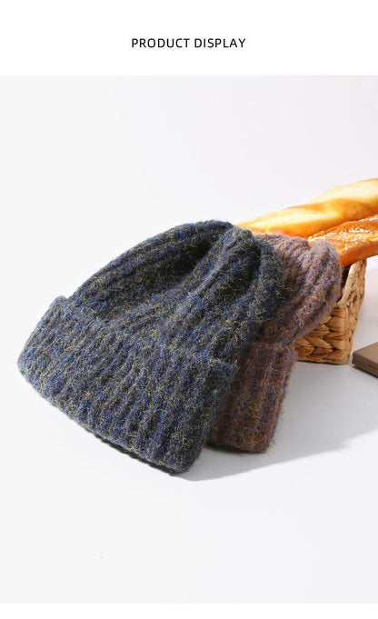 Autumn Winter Knitted Hat for Women Korean Fashion Slouchy Beanie Large Head Circumference Warm Knitted Hat Trendy Cold Hat