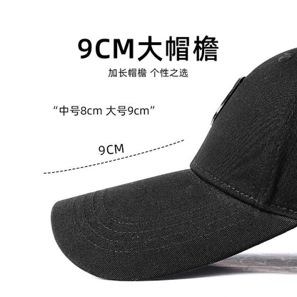 Men's Hard Top Baseball Cap Pure Cotton Comfortable Versatile Duckbill Cap Spring Summer Korean Style Large Head Circumference Hat