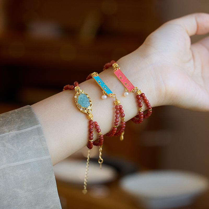 New Chinese Style Natural Sichuan Material 4MM Liangshan South Red Agate Bracelet for Women with Small Beads Cherry Persimmon Red South Red Agate Collection