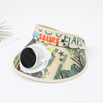 Children's Solar Charging Fan Hat Cartoon Boys and Girls Big Kids Outdoor Summer Sunshade Sun Protection Visor Hat