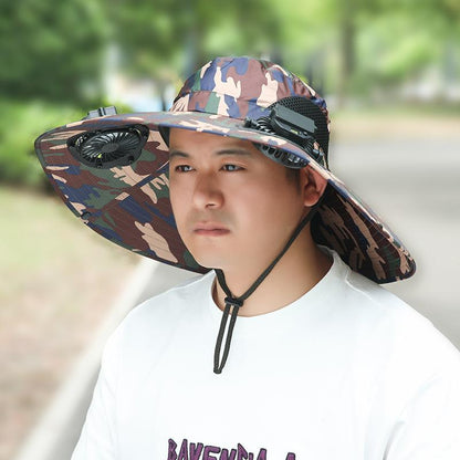 Summer Rechargeable Multi-Fan Hat Pastoral Outdoor Play Work Travel Sunshade Face Shield Wide Brim Sun Hat