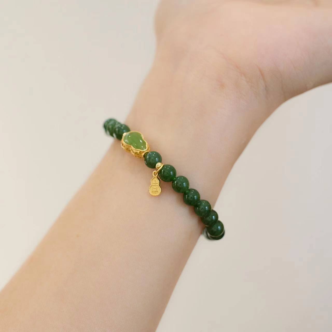 Natural Hetian Jade Jadeite Bracelet for Women S925 Silver Jadeite Gourd Fortune Bracelet