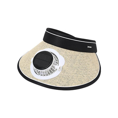 Solar Charging Fan Hat for Girls, Open Weave Wide Brim Hat, Parent-Child Outdoor Sun Hat, Sun Protection, Travel, Adult Style