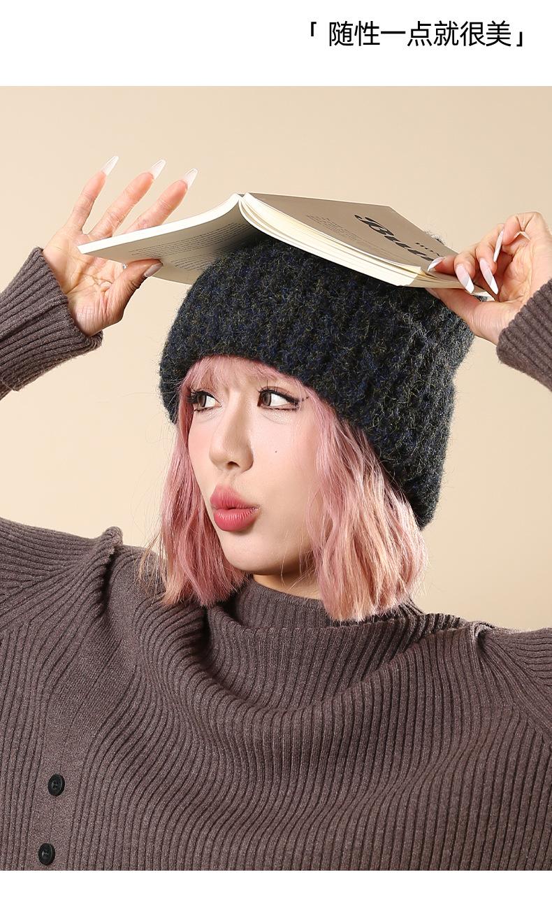 Autumn Winter Knitted Hat for Women Korean Fashion Slouchy Beanie Large Head Circumference Warm Knitted Hat Trendy Cold Hat