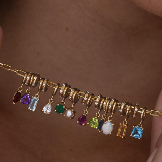 In Stock Classic Elements DIY December Birthstone Zircon Pendant for Women Mother's Day Color Retention Vacuum Furnace Plated 18K Gold