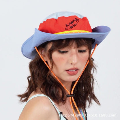 Women's Hat Internet Celebrity Climbing Color Block Fisherman Hat Patchwork Summer Outdoor Western Dopamine Trend
