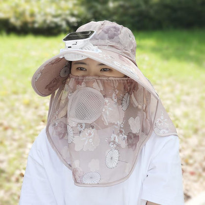 Suitable for Adults Summer Solar Digital Display Charging Fan Hat Wide Brim Greenhouse Work Farming Tea Picking Sunshade Sun Protection Hat