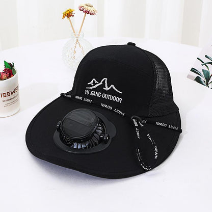 Men's Summer Solar Charging Hat with Fan Fishing Outdoor Sunshade Sun Protection Hat Women's Wide Brim Mesh Hat