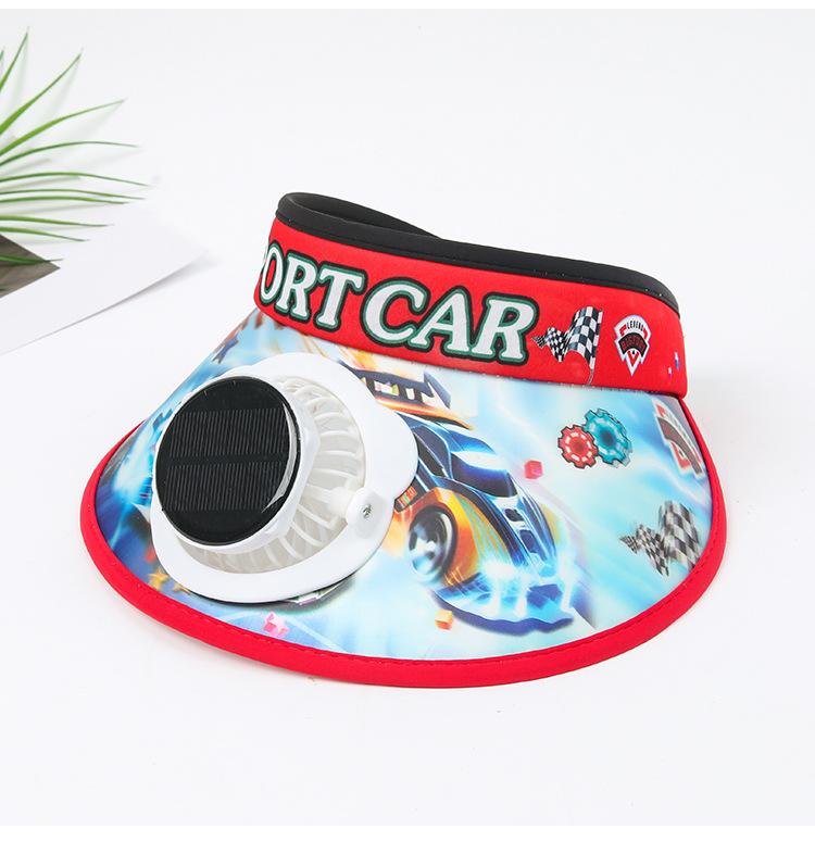 Children's Solar Charging Fan Hat Cartoon Boys and Girls Big Kids Outdoor Summer Sunshade Sun Protection Visor Hat