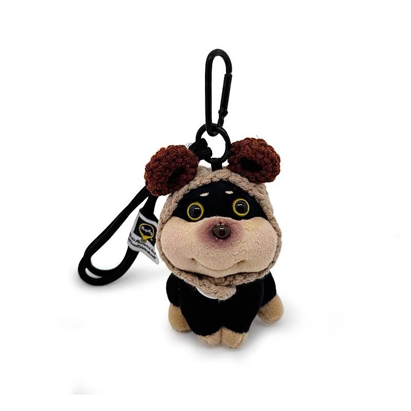 Bee Puppy Backpack with Hat Plush Doll Pendant Bag Pendant Bag Decoration Couple Funny Keychain Doll