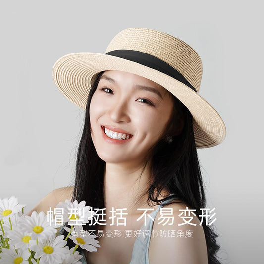 2023 Summer New Women's Straw Hat Outdoor Casual Beach Hat Wide Brim Slimming Sun Hat Vintage Sun Protection Hat