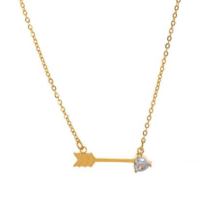 Titanium Steel High Color Retention Twelve Birthstone Necklace Ins12 Birthstone One Arrow Through Heart Pendant Necklace 18K Gold