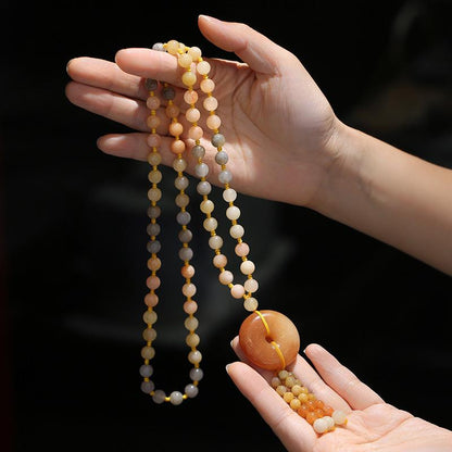 Qipao Beautifully Paired with Xinjiang Gold Silk Jade Sweater Chain Necklace Rose Blossom Prosperity Women's Clothing Hanging Chain Accessories Ethnic Style