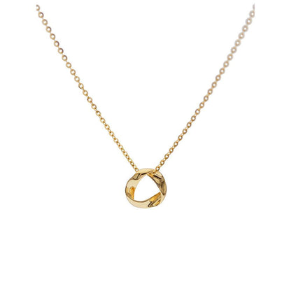 All-over S925 Sterling Silver Gold-plated Necklace for Women Mobius Elegant Versatile Pendant Beautiful Simple Collarbone Chain