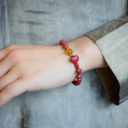 Xiangxi Original High-Content Imperial Sand Bracelet Good Luck and Success Cinnabar Bracelet Zodiac Year Gift