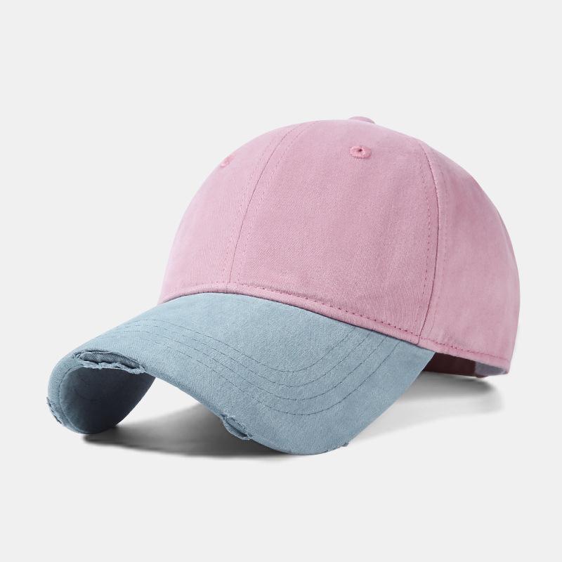 Spring Summer Soft Top Baseball Cap for Women Dopamine Fashion Color-Block Duckbill Cap American Retro Outdoor Plain Casual Hat