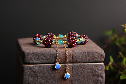 National Style Natural Garnet Simple Women's Garnet Bracelet with Tianhe Stone Cloisonné Accessories Beaded Bracelet Jewelry