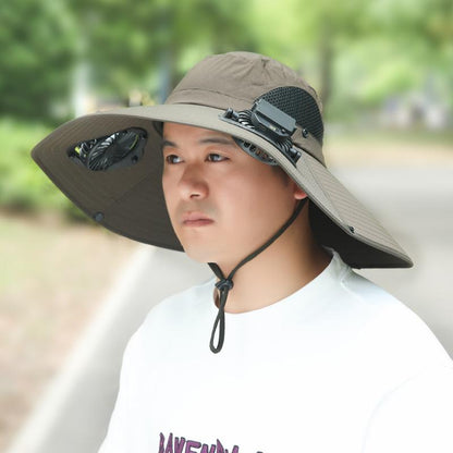 Summer Rechargeable Multi-Fan Hat Pastoral Outdoor Play Work Travel Sunshade Face Shield Wide Brim Sun Hat