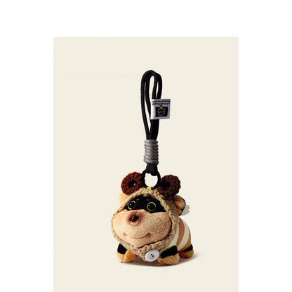 Bee Puppy Backpack with Hat Plush Doll Pendant Bag Pendant Bag Decoration Couple Funny Keychain Doll