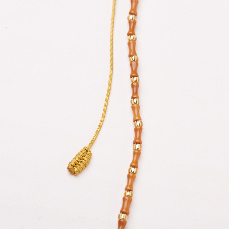 New Chinese Style Olive Stone Bamboo Knot Braided Necklace for Women with Zakiram Thangka Pendant and Gawu Box, Elegant and Versatile Necklace