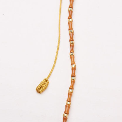 New Chinese Style Olive Stone Bamboo Knot Braided Necklace for Women with Zakiram Thangka Pendant and Gawu Box, Elegant and Versatile Necklace
