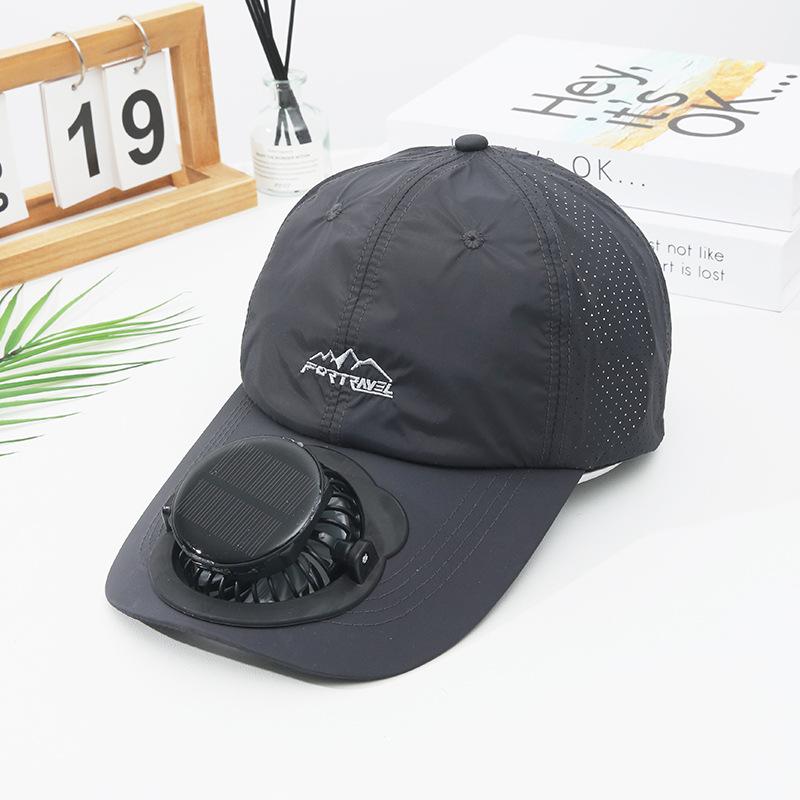 Summer Solar Charging Digital Display Fan Outdoor Quick-Dry Sunshade Sun Protection Wide Breathable Brim Hat Baseball Cap