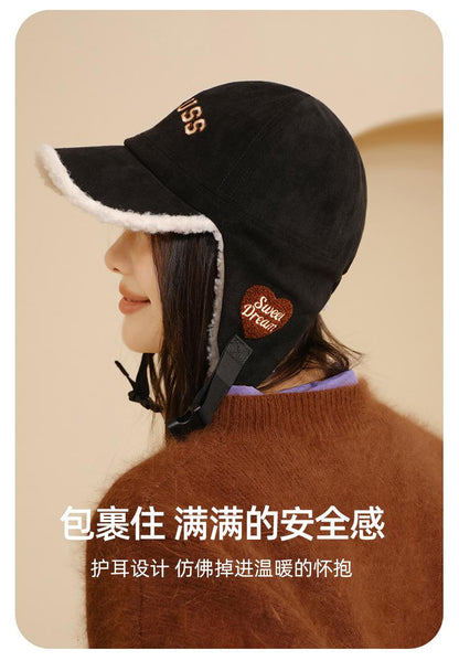 Winter New Fleece-Lined Lei Feng Hat for Women, Outdoor Cycling Windproof and Cold-Proof Ear Protection Hat, Thickened Warm Teddy Fleece Ski Hat