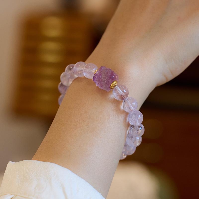 Nine Purple Fire Bracelet for Women Birth Year Bracelet Purple Jade Birth Year Lavender Crystal Good Luck Bead Road Pass Bracelet