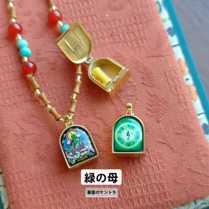Tibetan Style Zakiram Zodiac Birth Buddha Necklace Thangka Gawu Box New Chinese Style Olive Core Bamboo Knot Pendant
