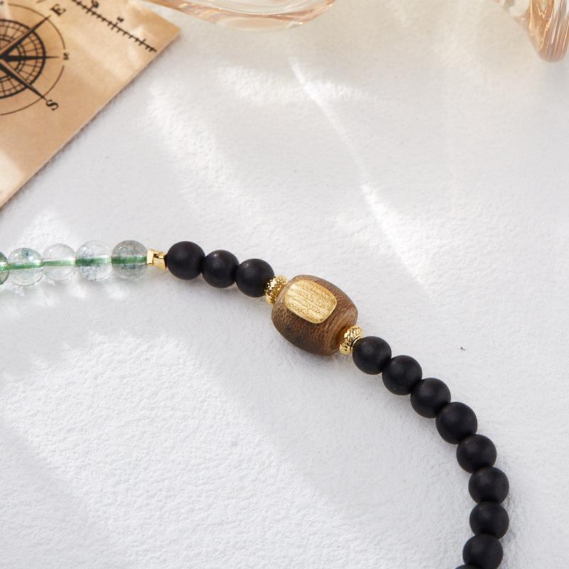 Agarwood Bracelet S925 Silver Five Strands White Crystal Double Circle Bracelet High-end Buddhist Bead Bracelet